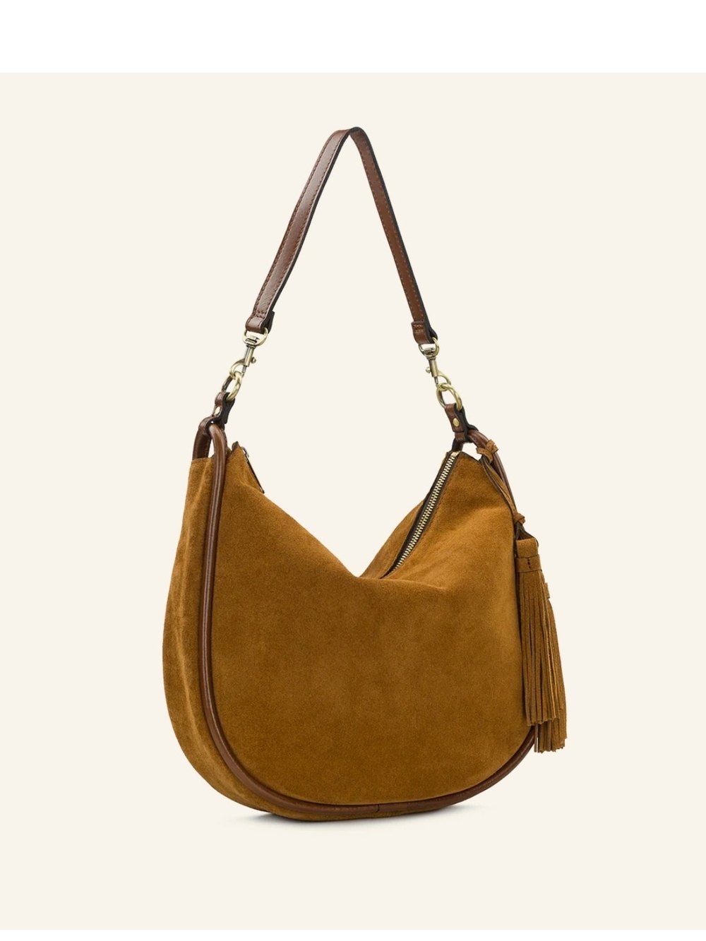 Beautiful Patricia Nash Suede Tassel Hobo Bag in Cognac Brown NWT - Picture 3 of 16